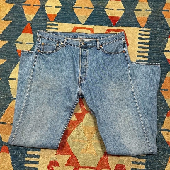 Y2K Vintage Levi's 501 Jeans Straight Fit Medium Wash 36w 34l Skater Baggy - Picture 12 of 16